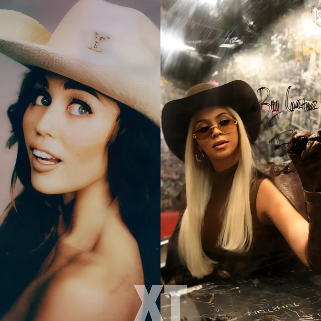 X Miley Cyrus goes sʜɪʀᴛʟᴇss with a cowboy hat showing off Beyoncé s